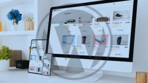 Screens displaying a website